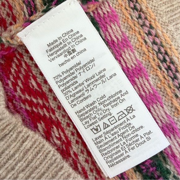 J. Crew Puff Sleeve Fair Isle Cherry Crewneck Sweater Size Small - Picture 10 of 11